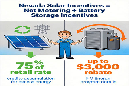 Incentivi Solari del Nevada 2026 – Crediti d'Imposta, Net Metering, Rimborsi e Risparmi Spiegati