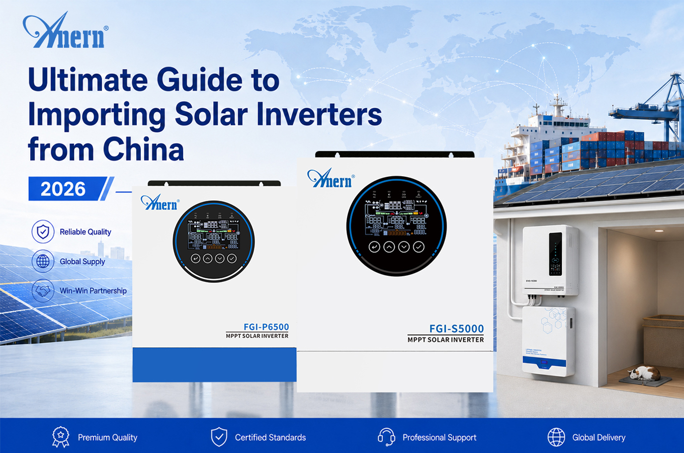 Guida definitiva all'importazione di inverter solari dalla Cina (2026)